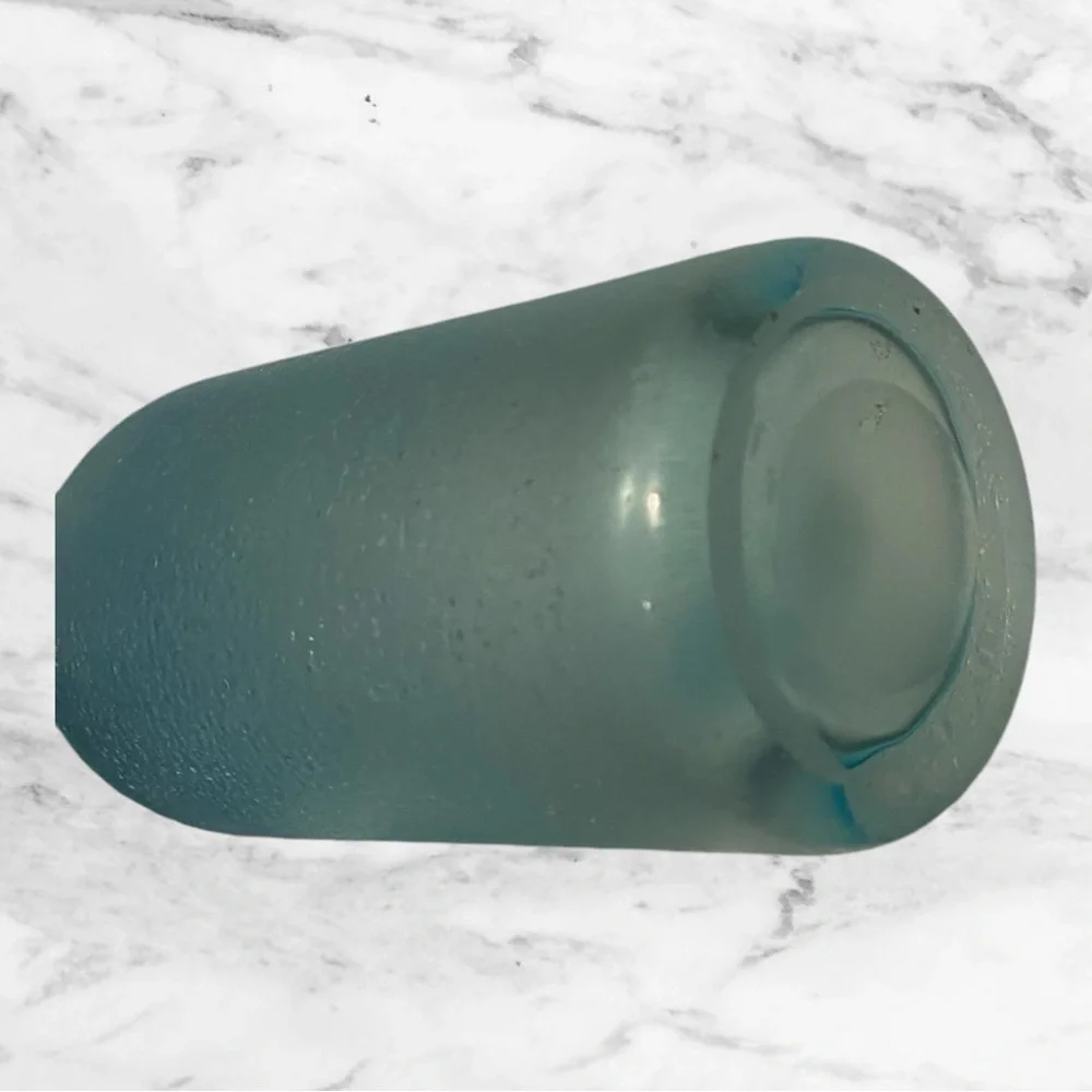 West Elm Sea Glass Frosted Blue Glass Bottle Vase – Modern Decorative Accent